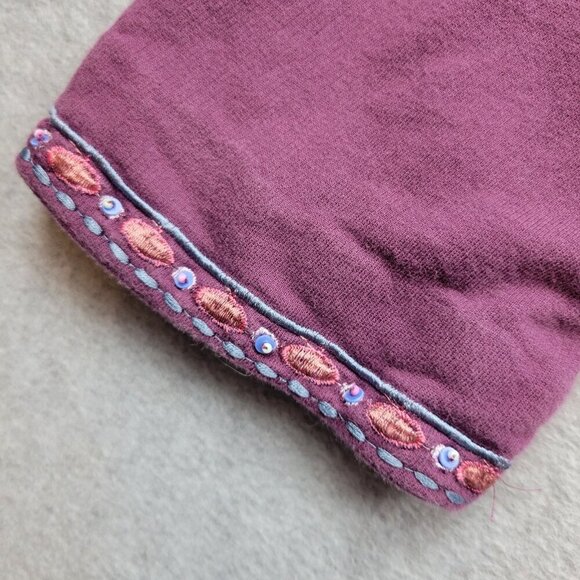 Soft Surroundings Playa Embroidered Open Jacket Dark Berry Size Medium Cotton - Picture 5 of 16